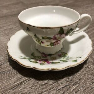 Antique Floral Tea Cup & Saucer  Made In Japan